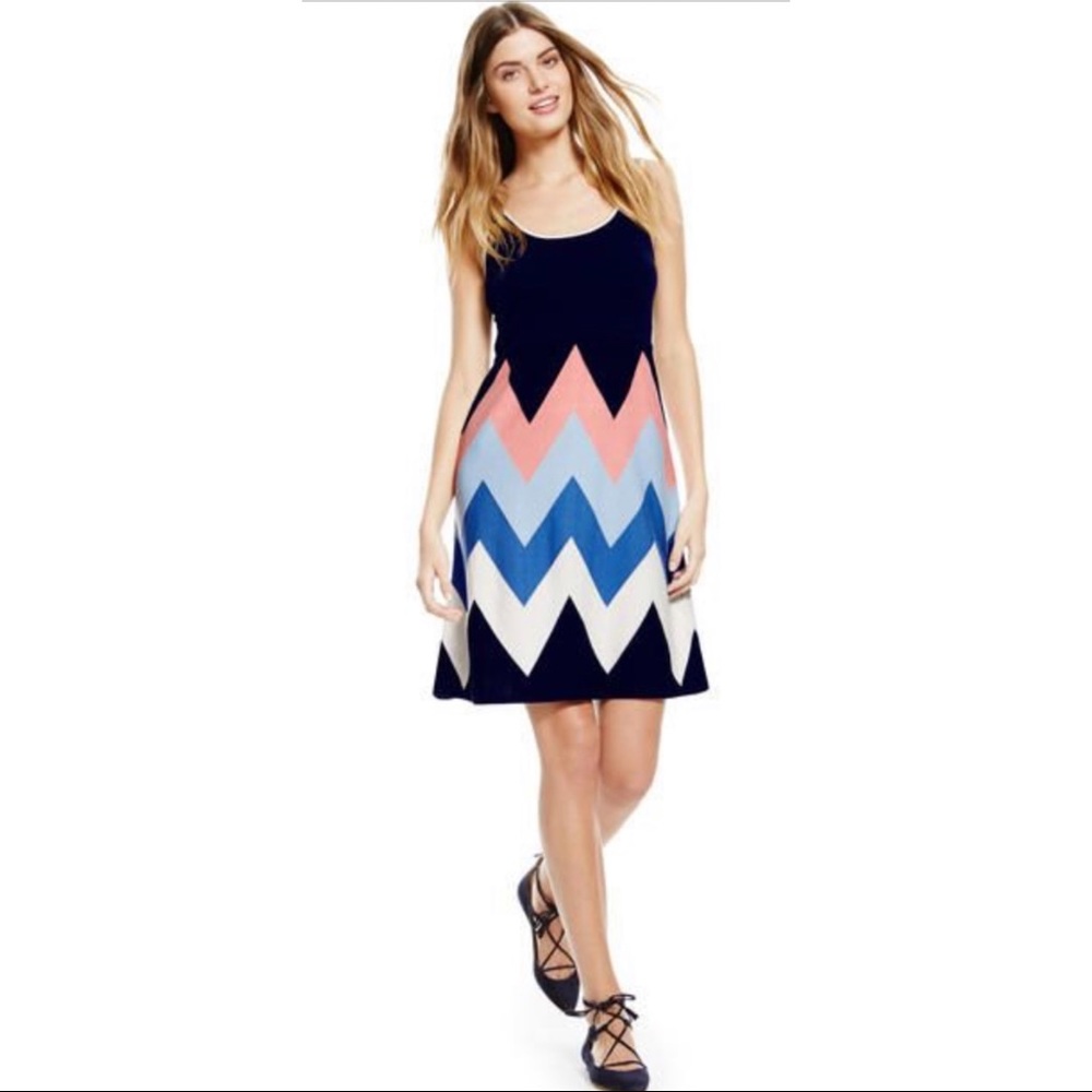 Boden Zig Zag Sweater Dress Chevron Print US 6